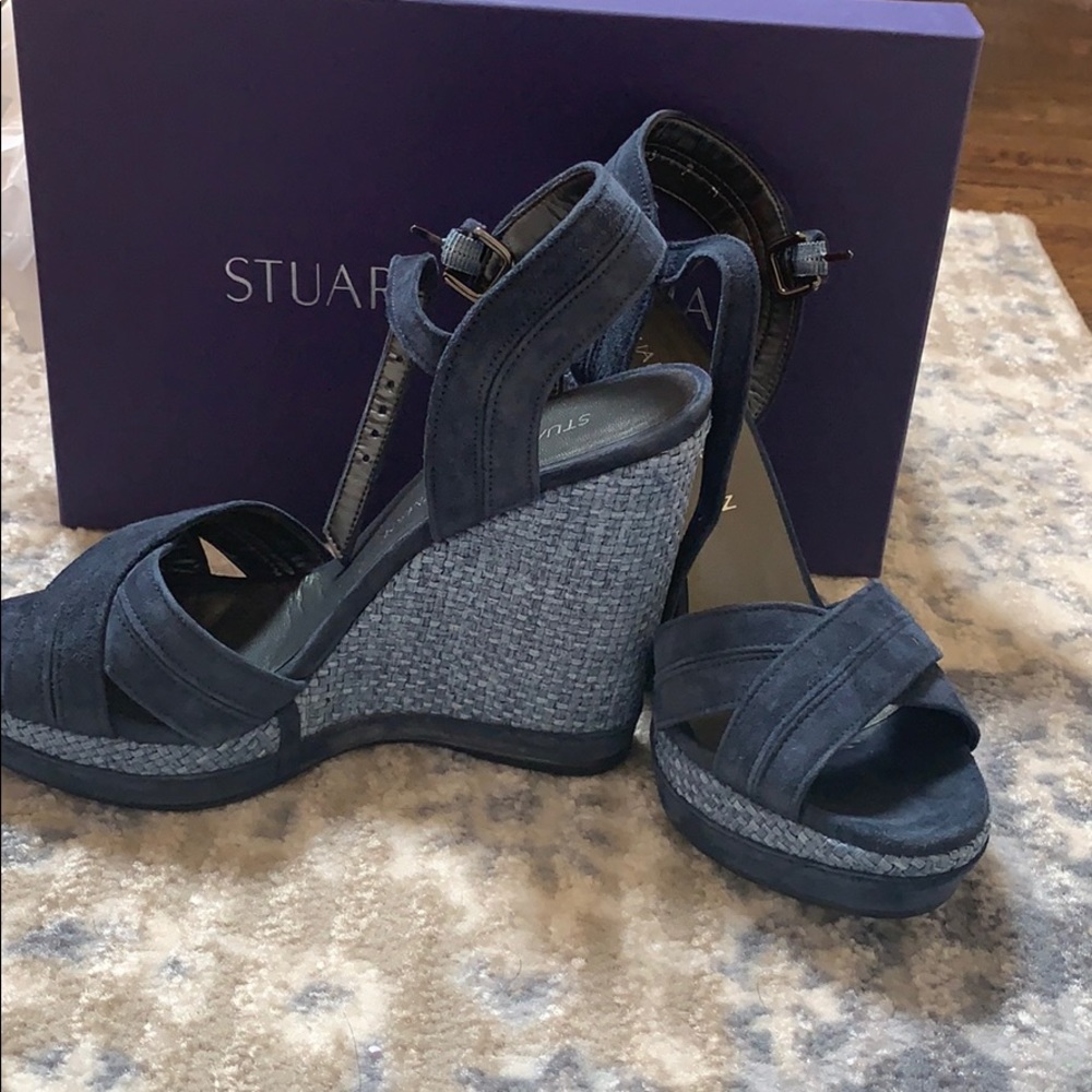 Stuart Weitzman Navy Suede Espadrilles